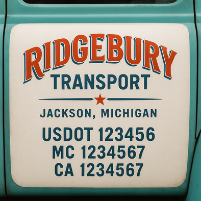 Custom Designed USDOT (DOT) Truck Door Lettering Decal Signs | Graphic Designed USDOT Lettering For Semi-Trucks, Work Trucks & Box Trucks | Add Your Trucking Name, USDOT, MC, CA, KYU, GVW & VIN (2-Pack)