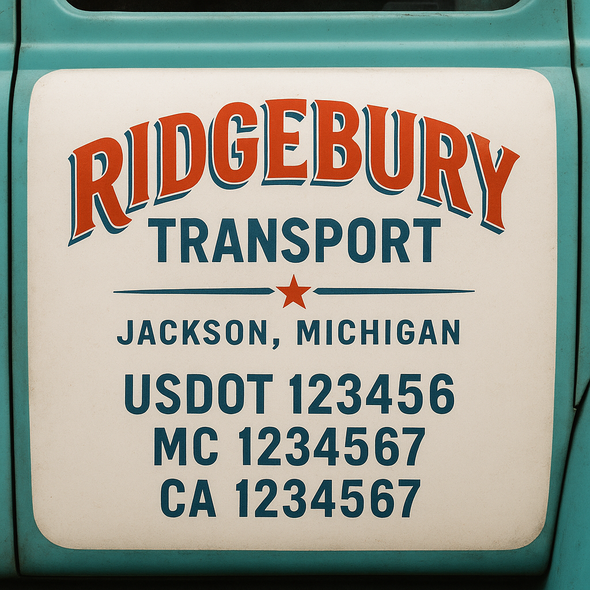 Custom Designed USDOT (DOT) Truck Door Lettering Decal Signs | Graphic Designed USDOT Lettering For Semi-Trucks, Work Trucks & Box Trucks | Add Your Trucking Name, USDOT, MC, CA, KYU, GVW & VIN (2-Pack)