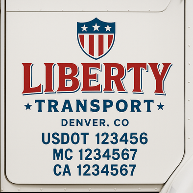 Custom Designed USDOT (DOT) Truck Door Lettering Decal Signs | Graphic Designed USDOT Lettering For Semi-Trucks, Work Trucks & Box Trucks | Add Your Trucking Name, USDOT, MC, CA, KYU, GVW & VIN (2-Pack)