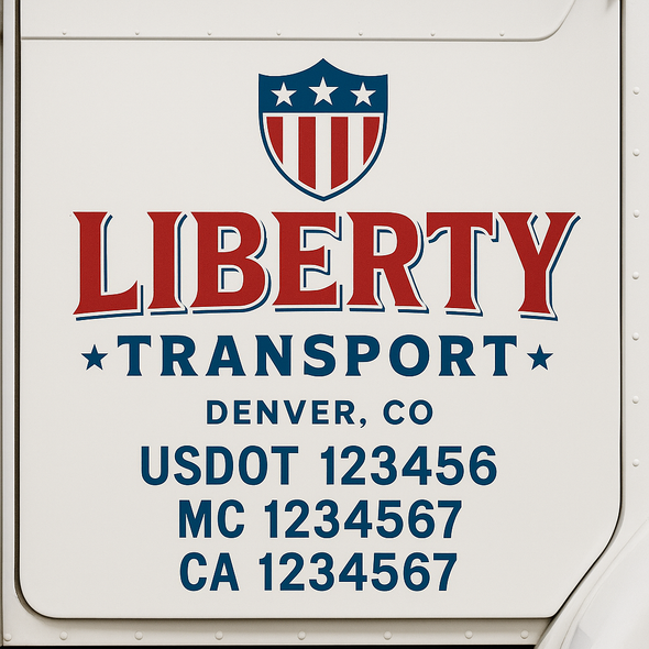 Custom Designed USDOT (DOT) Truck Door Lettering Decal Signs | Graphic Designed USDOT Lettering For Semi-Trucks, Work Trucks & Box Trucks | Add Your Trucking Name, USDOT, MC, CA, KYU, GVW & VIN (2-Pack)
