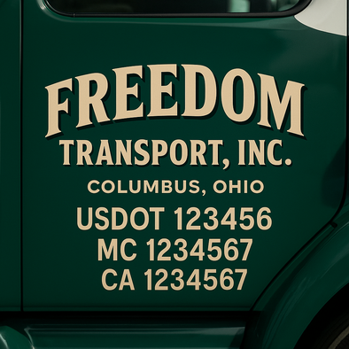 Custom Designed USDOT (DOT) Truck Door Lettering Decal Signs | Graphic Designed USDOT Lettering For Semi-Trucks, Work Trucks & Box Trucks | Add Your Trucking Name, USDOT, MC, CA, KYU, GVW & VIN (2-Pack)