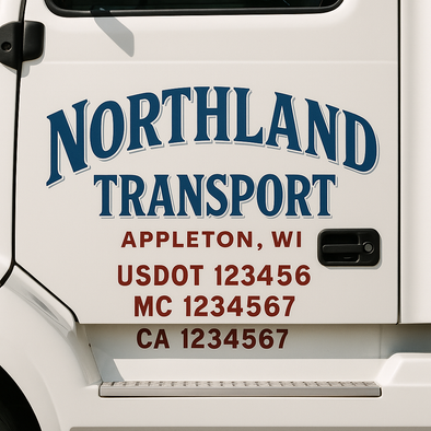 Custom Designed USDOT (DOT) Truck Door Lettering Decal Signs | Graphic Designed USDOT Lettering For Semi-Trucks, Work Trucks & Box Trucks | Add Your Trucking Name, USDOT, MC, CA, KYU, GVW & VIN (2-Pack)