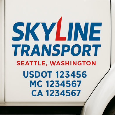 Custom Designed USDOT (DOT) Truck Door Lettering Decal Signs | Graphic Designed USDOT Lettering For Semi-Trucks, Work Trucks & Box Trucks | Add Your Trucking Name, USDOT, MC, CA, KYU, GVW & VIN (2-Pack)