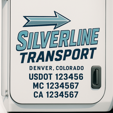 Custom Designed USDOT (DOT) Truck Door Lettering Decal Signs | Graphic Designed USDOT Lettering For Semi-Trucks, Work Trucks & Box Trucks | Add Your Trucking Name, USDOT, MC, CA, KYU, GVW & VIN (2-Pack)