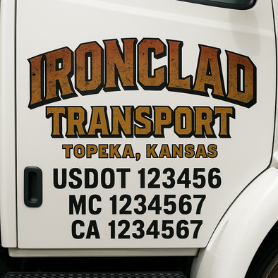 Custom Designed USDOT (DOT) Truck Door Lettering Decal Signs | Graphic Designed USDOT Lettering For Semi-Trucks, Work Trucks & Box Trucks | Add Your Trucking Name, USDOT, MC, CA, KYU, GVW & VIN (2-Pack)