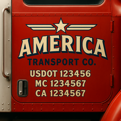 Custom Designed USDOT (DOT) Truck Door Lettering Decal Signs | Graphic Designed USDOT Lettering For Semi-Trucks, Work Trucks & Box Trucks | Add Your Trucking Name, USDOT, MC, CA, KYU, GVW & VIN (2-Pack)