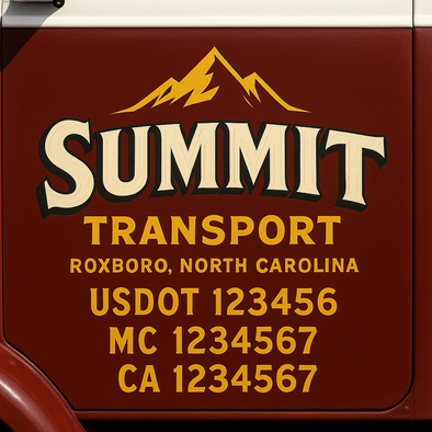 Custom Designed USDOT (DOT) Truck Door Lettering Decal Signs | Graphic Designed USDOT Lettering For Semi-Trucks, Work Trucks & Box Trucks | Add Your Trucking Name, USDOT, MC, CA, KYU, GVW & VIN (2-Pack)