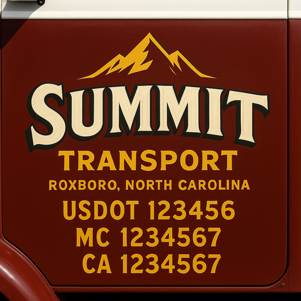 Custom Designed USDOT (DOT) Truck Door Lettering Decal Signs | Graphic Designed USDOT Lettering For Semi-Trucks, Work Trucks & Box Trucks | Add Your Trucking Name, USDOT, MC, CA, KYU, GVW & VIN (2-Pack)