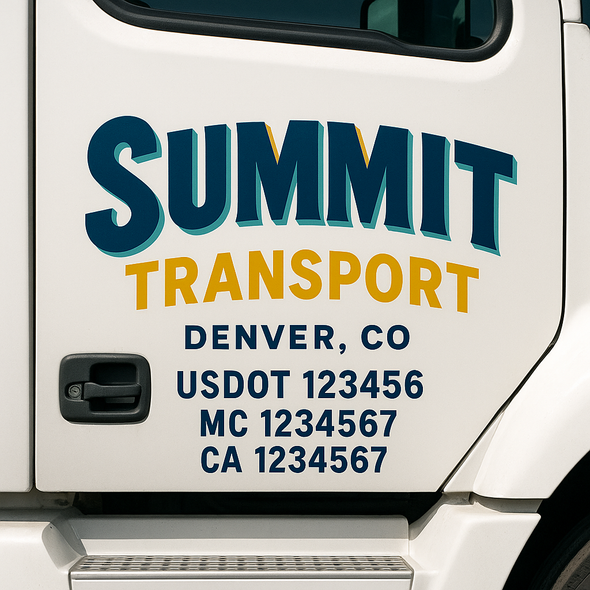 Custom Designed USDOT (DOT) Truck Door Lettering Decal Signs | Graphic Designed USDOT Lettering For Semi-Trucks, Work Trucks & Box Trucks | Add Your Trucking Name, USDOT, MC, CA, KYU, GVW & VIN (2-Pack)