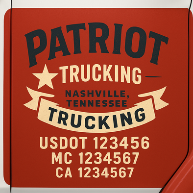 Custom Designed USDOT (DOT) Truck Door Lettering Decal Signs | Graphic Designed USDOT Lettering For Semi-Trucks, Work Trucks & Box Trucks | Add Your Trucking Name, USDOT, MC, CA, KYU, GVW & VIN (2-Pack)