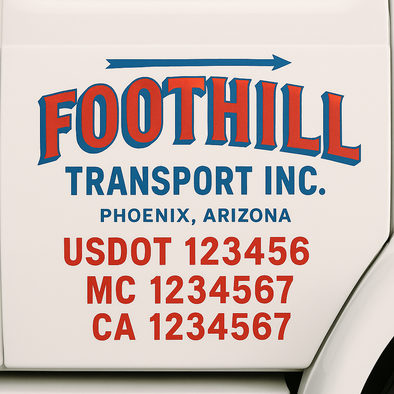 Custom Designed USDOT (DOT) Truck Door Lettering Decal Signs | Graphic Designed USDOT Lettering For Semi-Trucks, Work Trucks & Box Trucks | Add Your Trucking Name, USDOT, MC, CA, KYU, GVW & VIN (2-Pack)