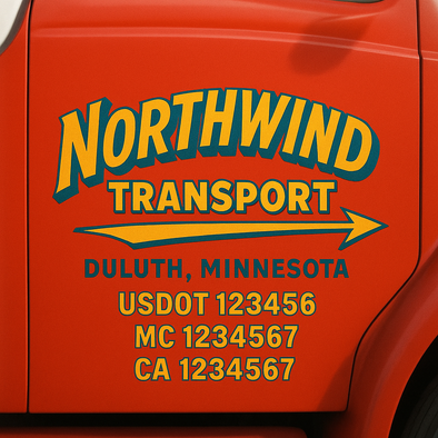 Custom Designed USDOT (DOT) Truck Door Lettering Decal Signs | Graphic Designed USDOT Lettering For Semi-Trucks, Work Trucks & Box Trucks | Add Your Trucking Name, USDOT, MC, CA, KYU, GVW & VIN (2-Pack)