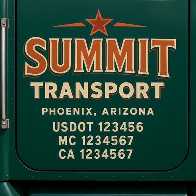 Custom Designed USDOT (DOT) Truck Door Lettering Decal Signs | Graphic Designed USDOT Lettering For Semi-Trucks, Work Trucks & Box Trucks | Add Your Trucking Name, USDOT, MC, CA, KYU, GVW & VIN (2-Pack)