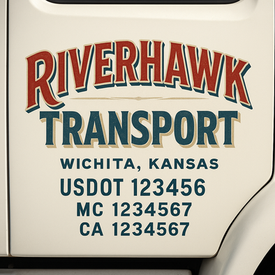 Custom Designed USDOT (DOT) Truck Door Lettering Decal Signs | Graphic Designed USDOT Lettering For Semi-Trucks, Work Trucks & Box Trucks | Add Your Trucking Name, USDOT, MC, CA, KYU, GVW & VIN (2-Pack)