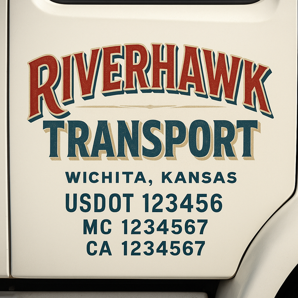 Custom Designed USDOT (DOT) Truck Door Lettering Decal Signs | Graphic Designed USDOT Lettering For Semi-Trucks, Work Trucks & Box Trucks | Add Your Trucking Name, USDOT, MC, CA, KYU, GVW & VIN (2-Pack)