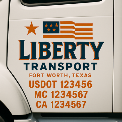Custom Designed USDOT (DOT) Truck Door Lettering Decal Signs | Graphic Designed USDOT Lettering For Semi-Trucks, Work Trucks & Box Trucks | Add Your Trucking Name, USDOT, MC, CA, KYU, GVW & VIN (2-Pack)