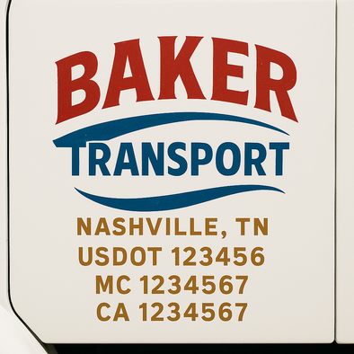 Custom Designed USDOT (DOT) Truck Door Lettering Decal Signs | Graphic Designed USDOT Lettering For Semi-Trucks, Work Trucks & Box Trucks | Add Your Trucking Name, USDOT, MC, CA, KYU, GVW & VIN (2-Pack)