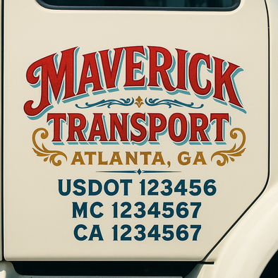 Custom Designed USDOT (DOT) Truck Door Lettering Decal Signs | Graphic Designed USDOT Lettering For Semi-Trucks, Work Trucks & Box Trucks | Add Your Trucking Name, USDOT, MC, CA, KYU, GVW & VIN (2-Pack)