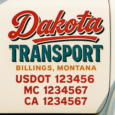 Custom Designed USDOT (DOT) Truck Door Lettering Decal Signs | Graphic Designed USDOT Lettering For Semi-Trucks, Work Trucks & Box Trucks | Add Your Trucking Name, USDOT, MC, CA, KYU, GVW & VIN (2-Pack)