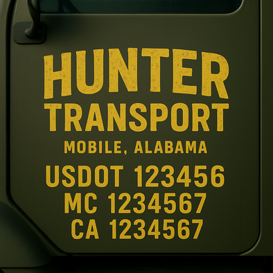 Custom Designed USDOT (DOT) Truck Door Lettering Decal Signs | Graphic Designed USDOT Lettering For Semi-Trucks, Work Trucks & Box Trucks | Add Your Trucking Name, USDOT, MC, CA, KYU, GVW & VIN (2-Pack)
