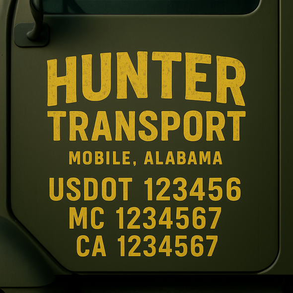 Custom Designed USDOT (DOT) Truck Door Lettering Decal Signs | Graphic Designed USDOT Lettering For Semi-Trucks, Work Trucks & Box Trucks | Add Your Trucking Name, USDOT, MC, CA, KYU, GVW & VIN (2-Pack)