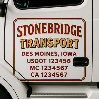 Custom Designed USDOT (DOT) Truck Door Lettering Decal Signs | Graphic Designed USDOT Lettering For Semi-Trucks, Work Trucks & Box Trucks | Add Your Trucking Name, USDOT, MC, CA, KYU, GVW & VIN (2-Pack)