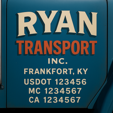 Custom Designed USDOT (DOT) Truck Door Lettering Decal Signs | Graphic Designed USDOT Lettering For Semi-Trucks, Work Trucks & Box Trucks | Add Your Trucking Name, USDOT, MC, CA, KYU, GVW & VIN (2-Pack)