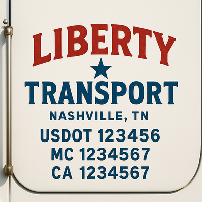 Custom Designed USDOT (DOT) Truck Door Lettering Decal Signs | Graphic Designed USDOT Lettering For Semi-Trucks, Work Trucks & Box Trucks | Add Your Trucking Name, USDOT, MC, CA, KYU, GVW & VIN (2-Pack)
