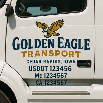 Custom Designed USDOT (DOT) Truck Door Lettering Decal Signs | Graphic Designed USDOT Lettering For Semi-Trucks, Work Trucks & Box Trucks | Add Your Trucking Name, USDOT, MC, CA, KYU, GVW & VIN (2-Pack)