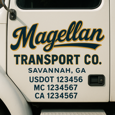 Custom Designed USDOT (DOT) Truck Door Lettering Decal Signs | Graphic Designed USDOT Lettering For Semi-Trucks, Work Trucks & Box Trucks | Add Your Trucking Name, USDOT, MC, CA, KYU, GVW & VIN (2-Pack)