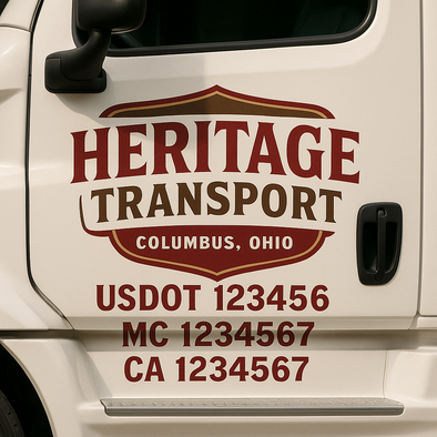 Custom Designed USDOT (DOT) Truck Door Lettering Decal Signs | Graphic Designed USDOT Lettering For Semi-Trucks, Work Trucks & Box Trucks | Add Your Trucking Name, USDOT, MC, CA, KYU, GVW & VIN (2-Pack)