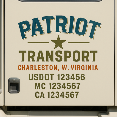 Custom Designed USDOT (DOT) Truck Door Lettering Decal Signs | Graphic Designed USDOT Lettering For Semi-Trucks, Work Trucks & Box Trucks | Add Your Trucking Name, USDOT, MC, CA, KYU, GVW & VIN (2-Pack)
