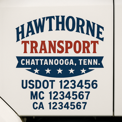 Custom Designed USDOT (DOT) Truck Door Lettering Decal Signs | Graphic Designed USDOT Lettering For Semi-Trucks, Work Trucks & Box Trucks | Add Your Trucking Name, USDOT, MC, CA, KYU, GVW & VIN (2-Pack)