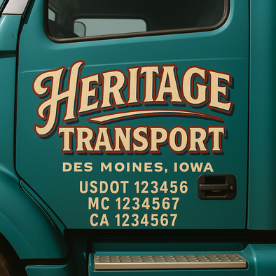 Custom Designed USDOT (DOT) Truck Door Lettering Decal Signs | Graphic Designed USDOT Lettering For Semi-Trucks, Work Trucks & Box Trucks | Add Your Trucking Name, USDOT, MC, CA, KYU, GVW & VIN (2-Pack)
