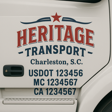 Custom Designed USDOT (DOT) Truck Door Lettering Decal Signs | Graphic Designed USDOT Lettering For Semi-Trucks, Work Trucks & Box Trucks | Add Your Trucking Name, USDOT, MC, CA, KYU, GVW & VIN (2-Pack)