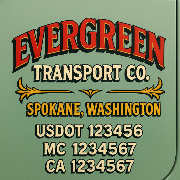 Custom Designed USDOT (DOT) Truck Door Lettering Decal Signs | Graphic Designed USDOT Lettering For Semi-Trucks, Work Trucks & Box Trucks | Add Your Trucking Name, USDOT, MC, CA, KYU, GVW & VIN (2-Pack)