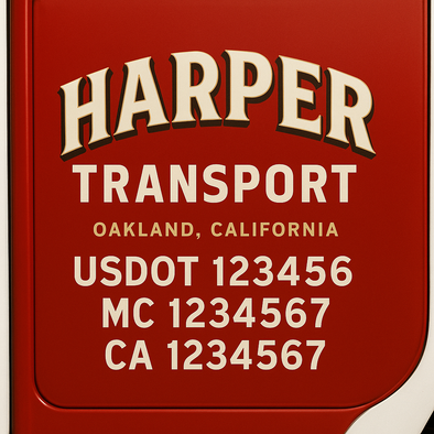 Custom Designed USDOT (DOT) Truck Door Lettering Decal Signs | Graphic Designed USDOT Lettering For Semi-Trucks, Work Trucks & Box Trucks | Add Your Trucking Name, USDOT, MC, CA, KYU, GVW & VIN (2-Pack)