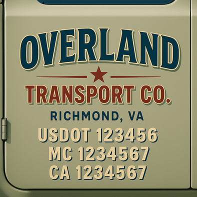 Custom Designed USDOT (DOT) Truck Door Lettering Decal Signs | Graphic Designed USDOT Lettering For Semi-Trucks, Work Trucks & Box Trucks | Add Your Trucking Name, USDOT, MC, CA, KYU, GVW & VIN (2-Pack)