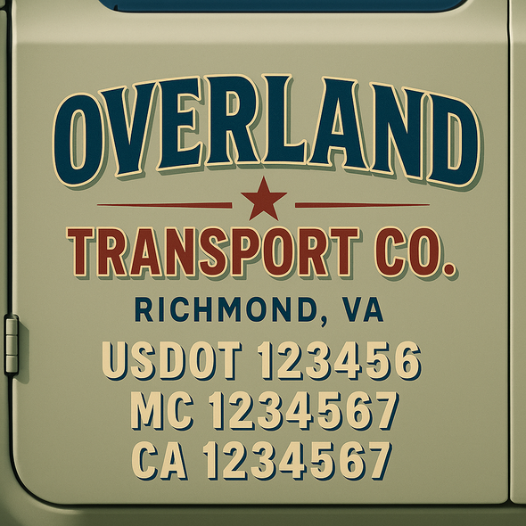Custom Designed USDOT (DOT) Truck Door Lettering Decal Signs | Graphic Designed USDOT Lettering For Semi-Trucks, Work Trucks & Box Trucks | Add Your Trucking Name, USDOT, MC, CA, KYU, GVW & VIN (2-Pack)