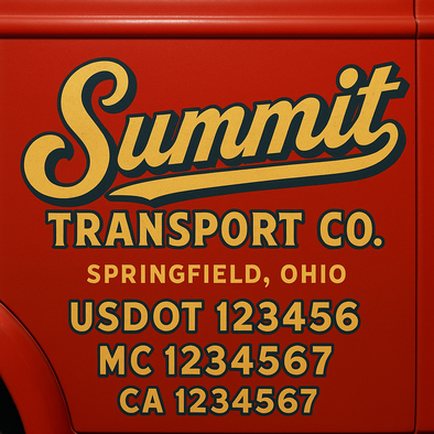 Custom Designed USDOT (DOT) Truck Door Lettering Decal Signs | Graphic Designed USDOT Lettering For Semi-Trucks, Work Trucks & Box Trucks | Add Your Trucking Name, USDOT, MC, CA, KYU, GVW & VIN (2-Pack)