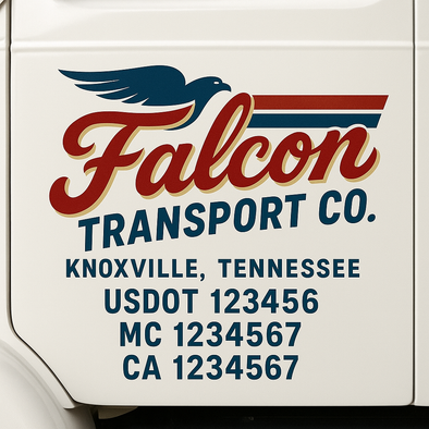 Custom Designed USDOT (DOT) Truck Door Lettering Decal Signs | Graphic Designed USDOT Lettering For Semi-Trucks, Work Trucks & Box Trucks | Add Your Trucking Name, USDOT, MC, CA, KYU, GVW & VIN (2-Pack)