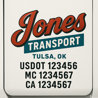 Custom Designed USDOT (DOT) Truck Door Lettering Decal Signs | Graphic Designed USDOT Lettering For Semi-Trucks, Work Trucks & Box Trucks | Add Your Trucking Name, USDOT, MC, CA, KYU, GVW & VIN (2-Pack)