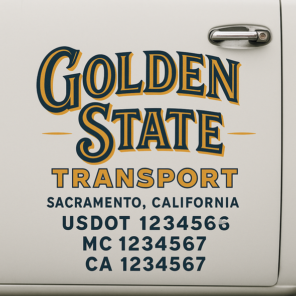 Custom Designed USDOT (DOT) Truck Door Lettering Decal Signs | Graphic Designed USDOT Lettering For Semi-Trucks, Work Trucks & Box Trucks | Add Your Trucking Name, USDOT, MC, CA, KYU, GVW & VIN (2-Pack)