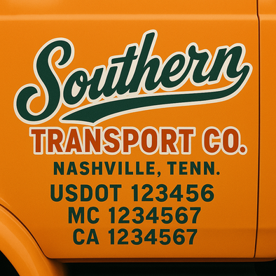 Custom Designed USDOT (DOT) Truck Door Lettering Decal Signs | Graphic Designed USDOT Lettering For Semi-Trucks, Work Trucks & Box Trucks | Add Your Trucking Name, USDOT, MC, CA, KYU, GVW & VIN (2-Pack)