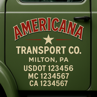 Custom Designed USDOT (DOT) Truck Door Lettering Decal Signs | Graphic Designed USDOT Lettering For Semi-Trucks, Work Trucks & Box Trucks | Add Your Trucking Name, USDOT, MC, CA, KYU, GVW & VIN (2-Pack)