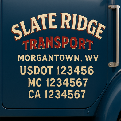 Custom Designed USDOT (DOT) Truck Door Lettering Decal Signs | Graphic Designed USDOT Lettering For Semi-Trucks, Work Trucks & Box Trucks | Add Your Trucking Name, USDOT, MC, CA, KYU, GVW & VIN (2-Pack)
