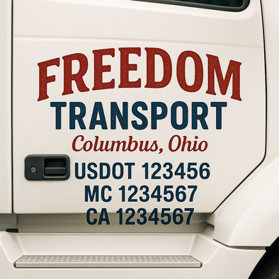 Custom Designed USDOT (DOT) Truck Door Lettering Decal Signs | Graphic Designed USDOT Lettering For Semi-Trucks, Work Trucks & Box Trucks | Add Your Trucking Name, USDOT, MC, CA, KYU, GVW & VIN (2-Pack)