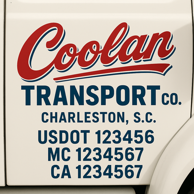 Custom Designed USDOT (DOT) Truck Door Lettering Decal Signs | Graphic Designed USDOT Lettering For Semi-Trucks, Work Trucks & Box Trucks | Add Your Trucking Name, USDOT, MC, CA, KYU, GVW & VIN (2-Pack)