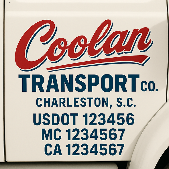 Custom Designed USDOT (DOT) Truck Door Lettering Decal Signs | Graphic Designed USDOT Lettering For Semi-Trucks, Work Trucks & Box Trucks | Add Your Trucking Name, USDOT, MC, CA, KYU, GVW & VIN (2-Pack)