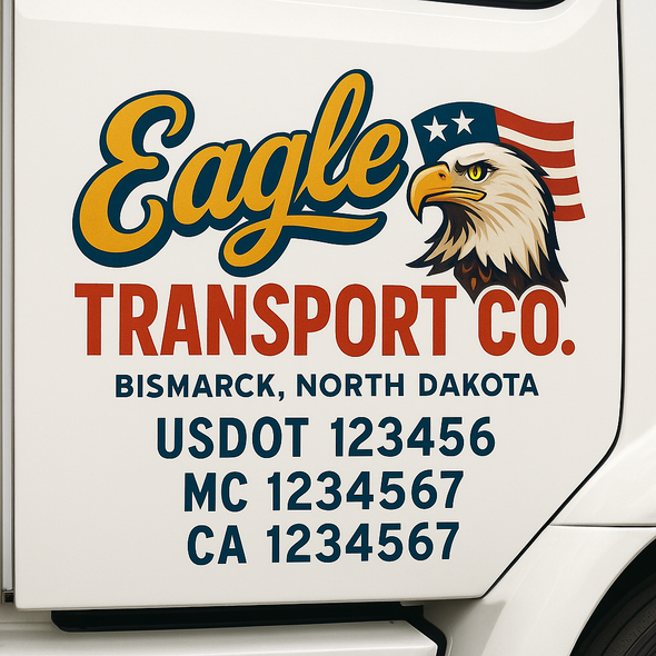 Custom Designed USDOT (DOT) Truck Door Lettering Decal Signs | Graphic Designed USDOT Lettering For Semi-Trucks, Work Trucks & Box Trucks | Add Your Trucking Name, USDOT, MC, CA, KYU, GVW & VIN (2-Pack)